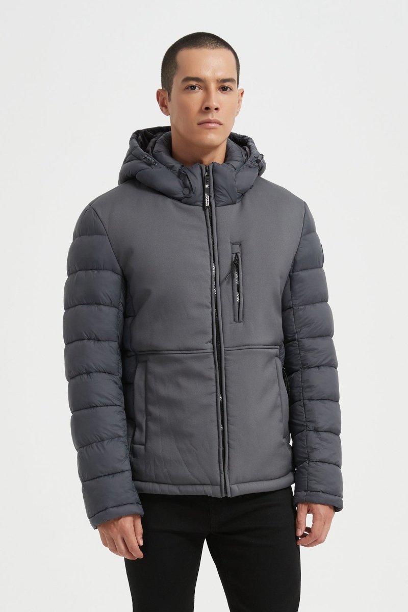 Doudoune Homme Bimatière avec Capuche – Gris – BRUNO