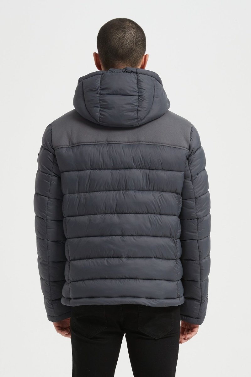 Doudoune Homme Bimatière avec Capuche – Gris – BRUNO