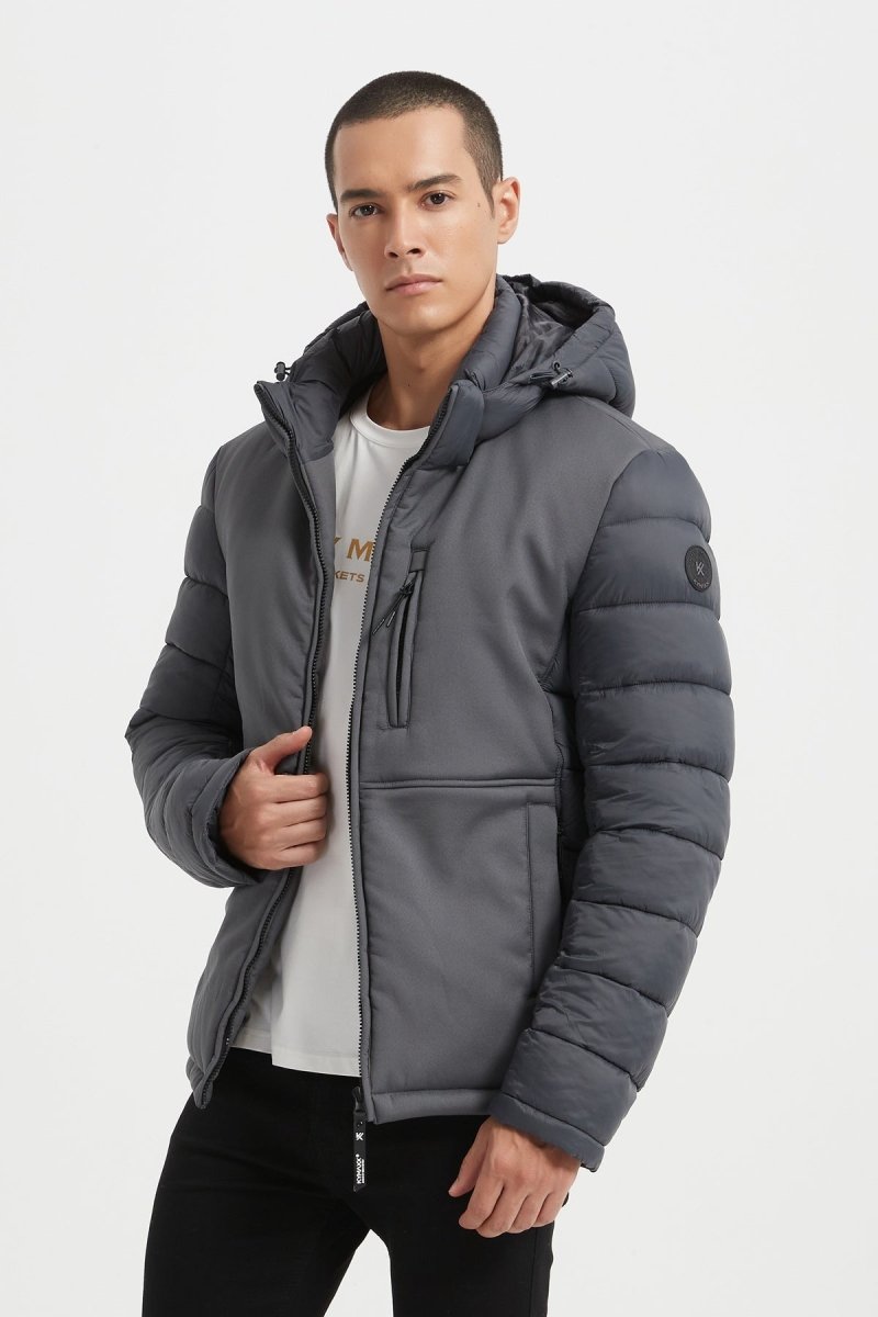 Doudoune Homme Bimatière avec Capuche – Gris – BRUNO