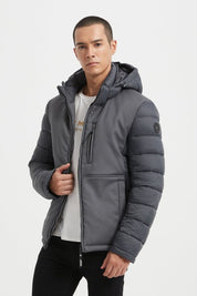 Doudoune Homme Bimatière avec Capuche – Gris – BRUNO