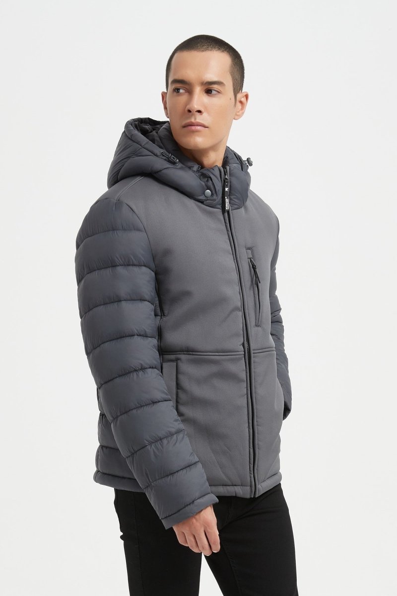 Doudoune Homme Bimatière avec Capuche – Gris – BRUNO