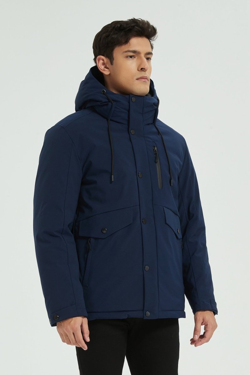 Doudoune Homme Bleu Foncé Hiver Chaude avec Capuche SYLVAIN