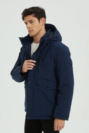 Doudoune Homme Bleu Foncé Hiver Chaude avec Capuche SYLVAIN