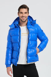 Doudoune Homme Bleu Saphir Brillante avec Capuche ALBIN