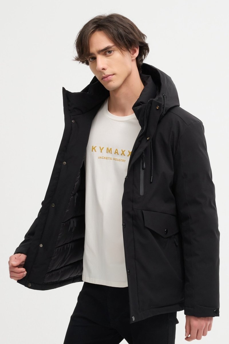 Doudoune Homme NOIR Hiver Chaude avec Capuche SYLVAIN