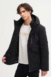 Doudoune Homme NOIR Hiver Chaude avec Capuche SYLVAIN