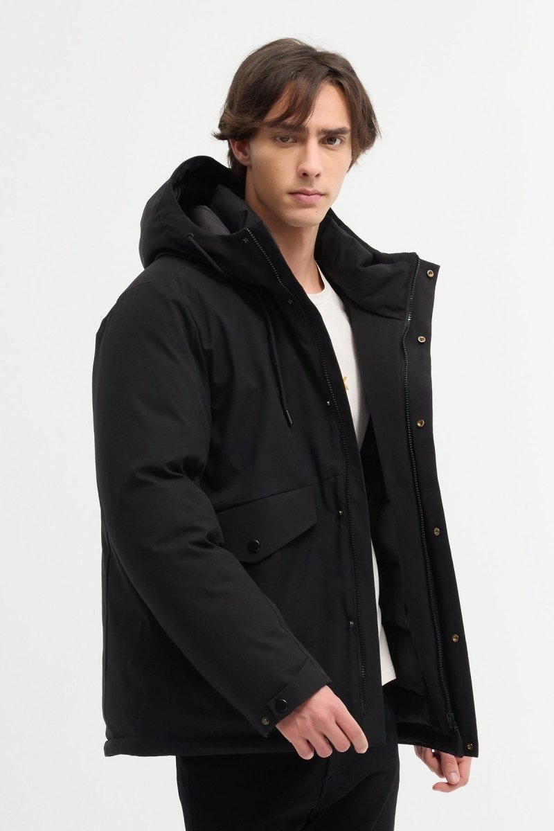 Doudoune Homme NOIR Hiver Chaude avec Capuche SYLVAIN