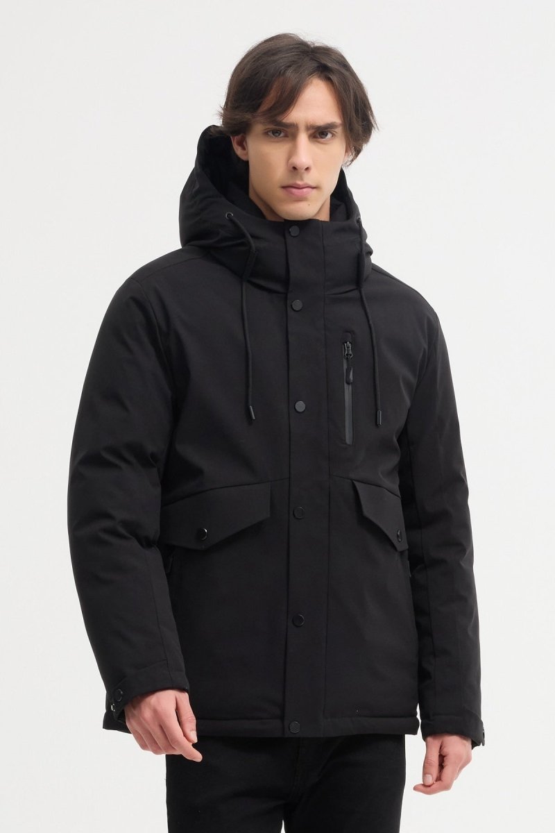 Doudoune Homme NOIR Hiver Chaude avec Capuche SYLVAIN