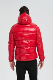 Doudoune Homme Rouge Brillante avec Capuche ALBIN