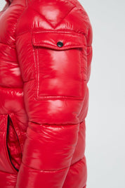 Doudoune Homme Rouge Brillante avec Capuche ALBIN