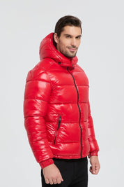 Doudoune Homme Rouge Brillante avec Capuche ALBIN