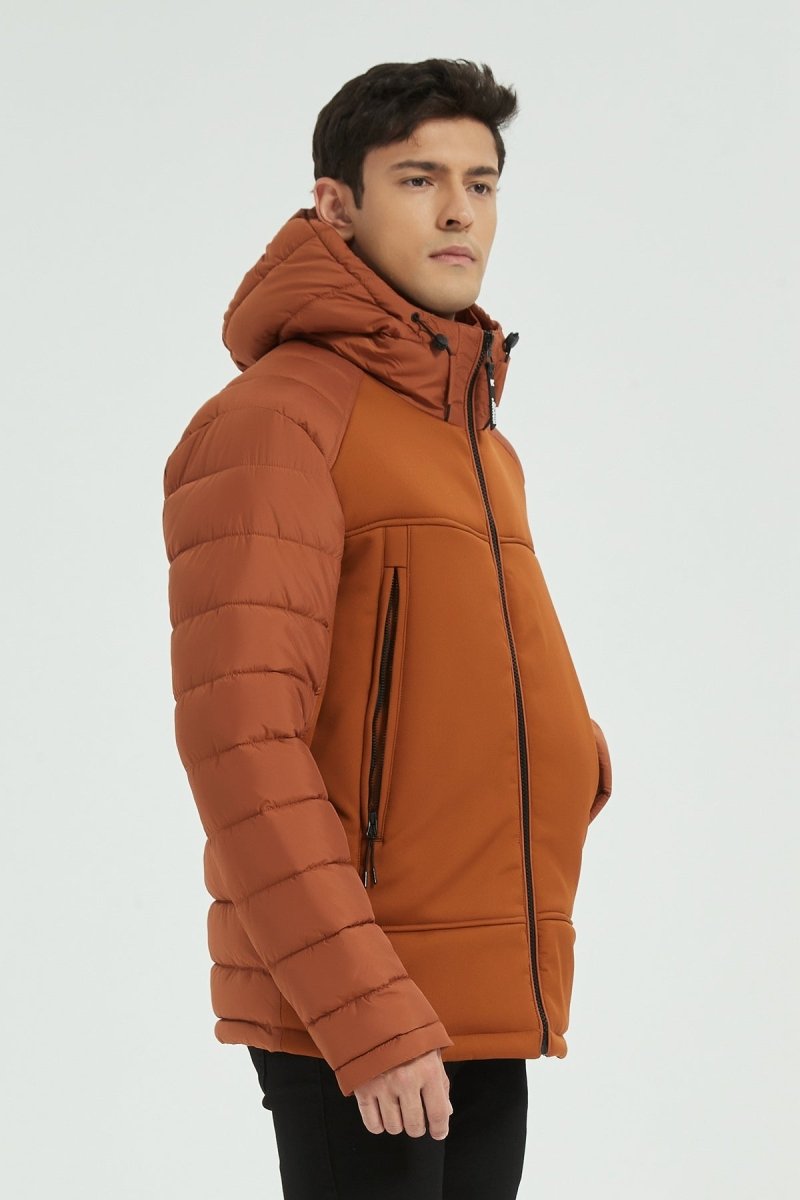 Doudoune matelassée avec capuche brique FLORENTIN