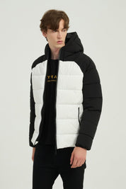 Doudoune matelassée homme bicolore noir et blanc avec capuche LIONEL