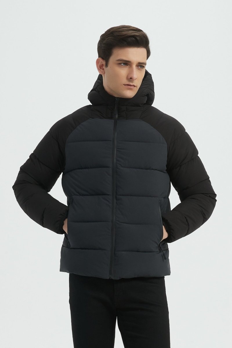 Doudoune matelassée homme bicolore noir et gris avec capuche LIONEL