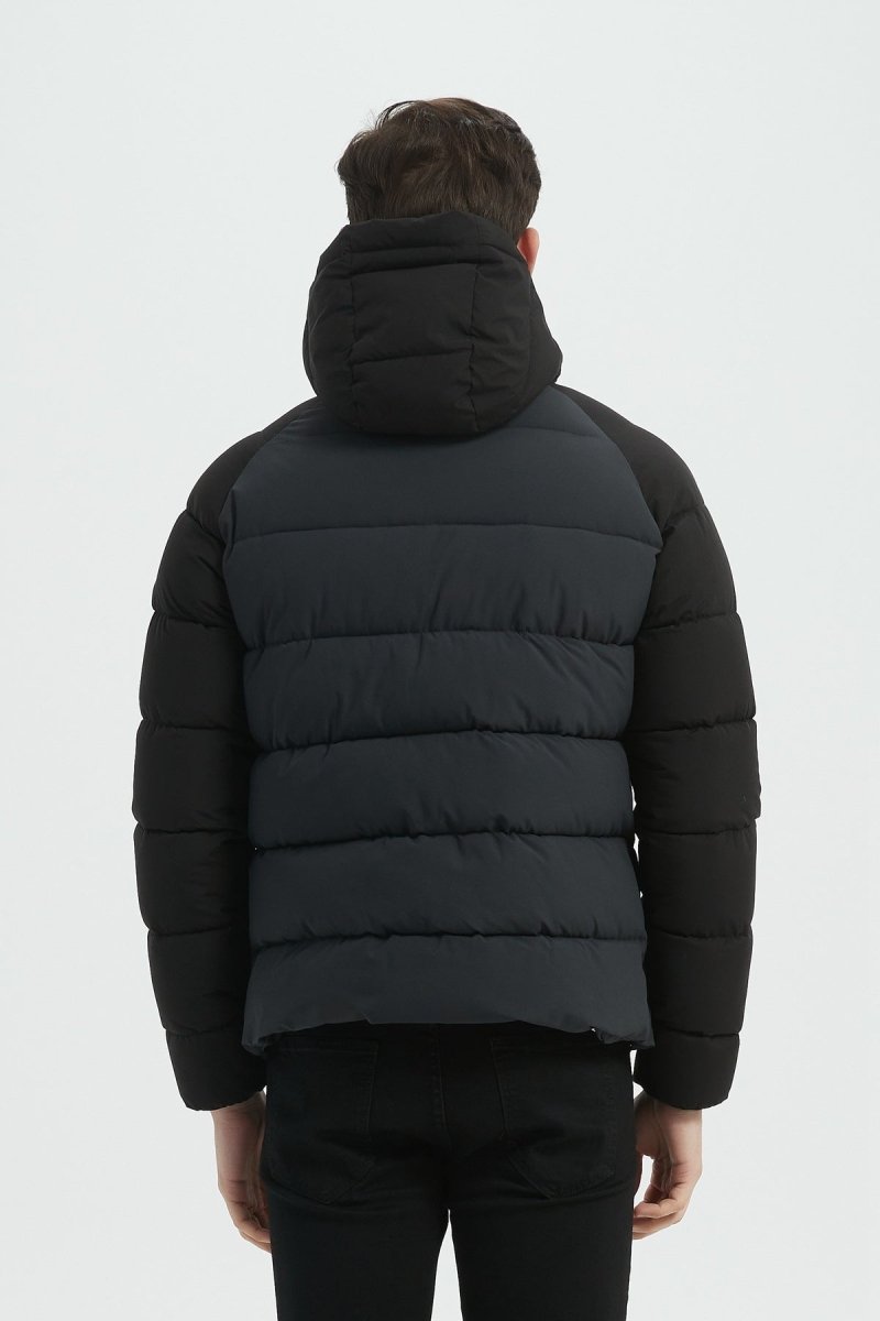 Doudoune matelassée homme bicolore noir et gris avec capuche LIONEL