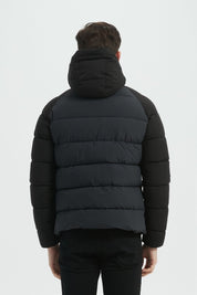 Doudoune matelassée homme bicolore noir et gris avec capuche LIONEL