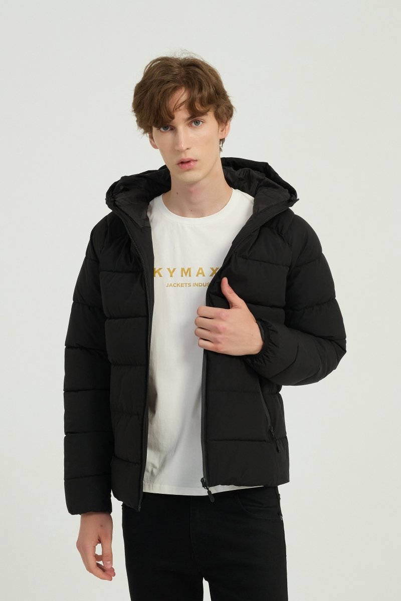 Doudoune matelassée homme noir avec capuche LIONEL