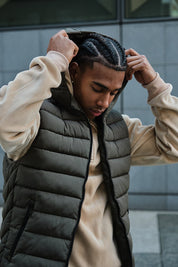 Doudounes sans manche à capuche kaki MAXIME