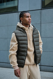 Doudounes sans manche à capuche kaki MAXIME