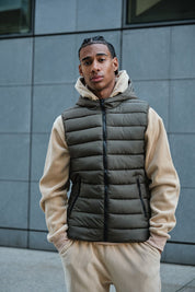 Doudounes sans manche à capuche kaki MAXIME