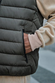 Doudounes sans manche à capuche kaki MAXIME