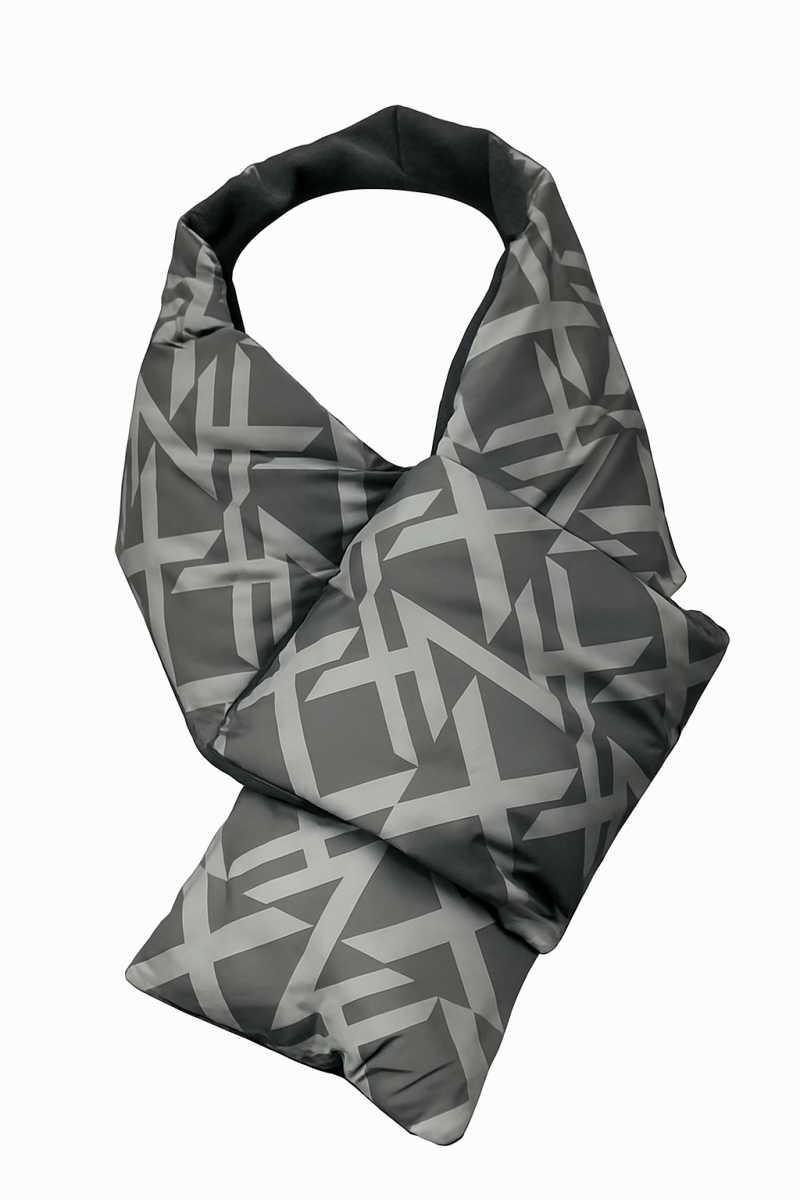 Écharpe matelassée unisexe à motifs géométriques noir