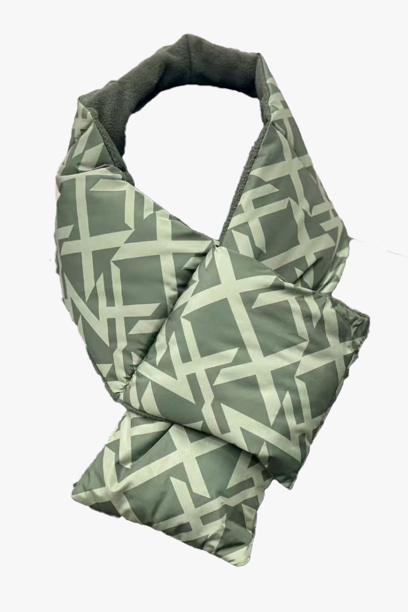 Écharpe matelassée unisexe à motifs géométriques vert