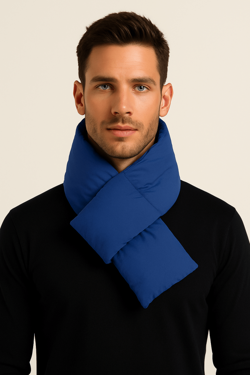 Écharpe matelassée unisexe bleu foncé