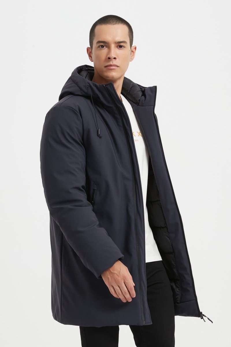 Parka longue BLEU homme à capuche – Élégance urbaine & confort thermique LUDOVIC