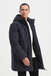 Parka longue BLEU homme à capuche – Élégance urbaine & confort thermique LUDOVIC