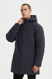 Parka longue BLEU homme à capuche – Élégance urbaine & confort thermique LUDOVIC