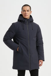 Parka longue BLEU homme à capuche – Élégance urbaine & confort thermique LUDOVIC