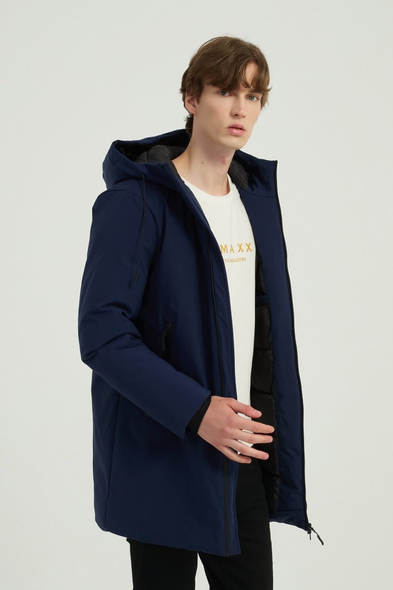 Parka longue bleu homme avec capuche MARCEL