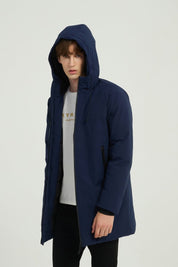 Parka longue bleu homme avec capuche MARCEL
