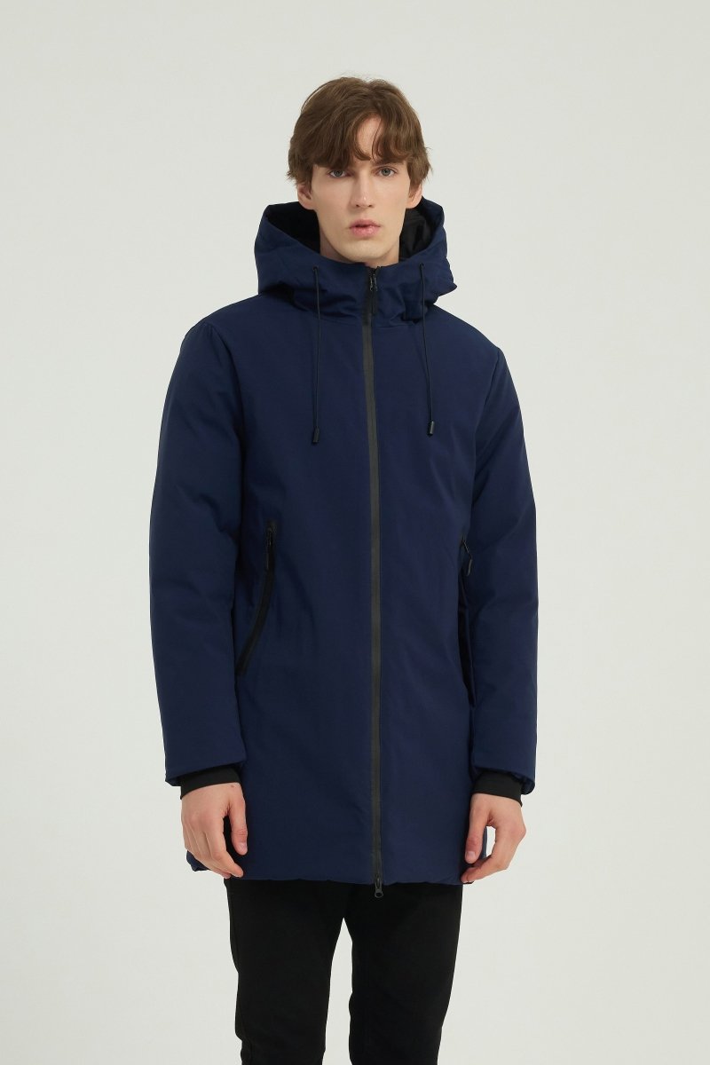 Parka longue bleu homme avec capuche MARCEL