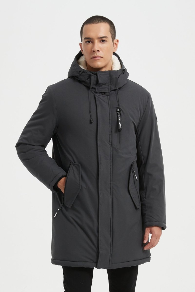 Parka Longue Homme Hiver – Coupe Moderne et Déperlante –Gris Foncé ROGER