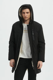Parka Longue Homme Hiver – Coupe Moderne et Déperlante –NOIR ROGER