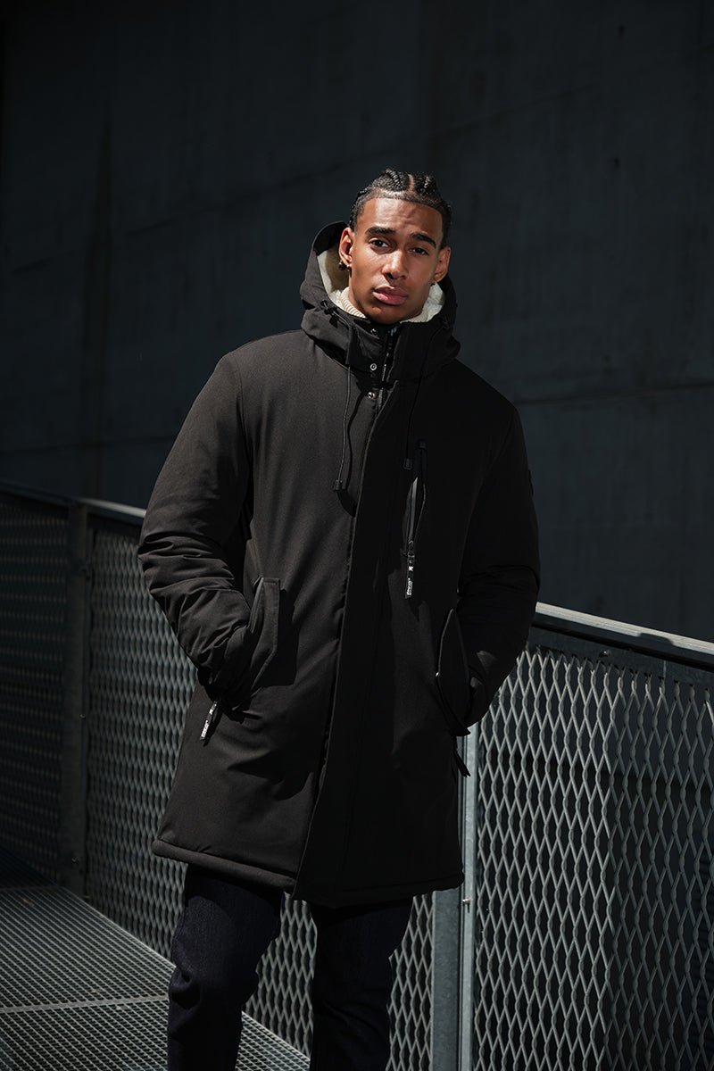 Parka Longue Homme Hiver – Coupe Moderne et Déperlante –NOIR ROGER