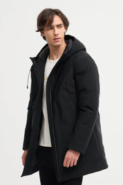 Parka longue noire homme à capuche – Élégance urbaine & confort thermique LUDOVIC
