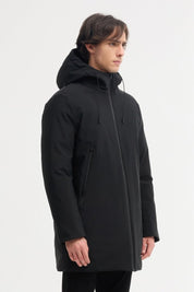 Parka longue noire homme à capuche – Élégance urbaine & confort thermique LUDOVIC