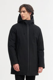 Parka longue noire homme à capuche – Élégance urbaine & confort thermique LUDOVIC