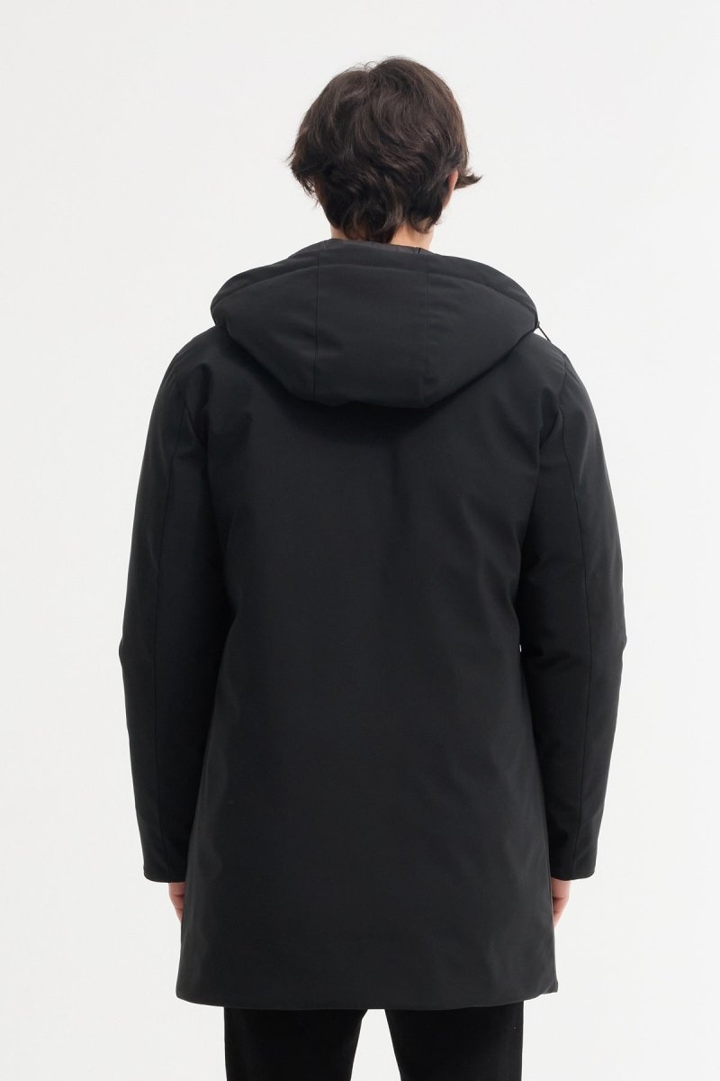 Parka longue noire homme à capuche – Élégance urbaine & confort thermique LUDOVIC