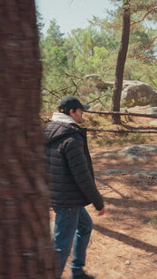 Doudoune bimatière à capuche noir BRUNO