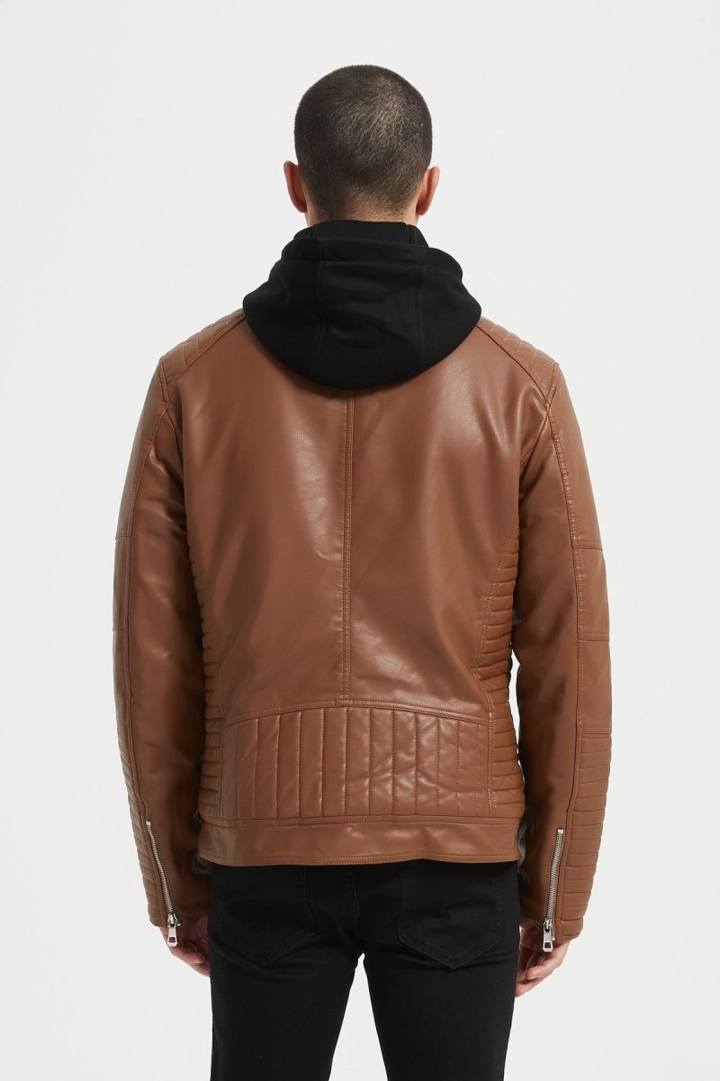 Veste Homme en Similicuir Camel avec Doublure Fourrure JÉRÉMIE