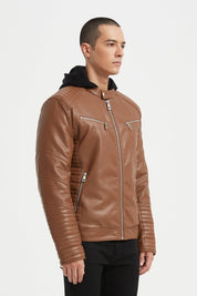 Veste Homme en Similicuir Camel avec Doublure Fourrure JÉRÉMIE