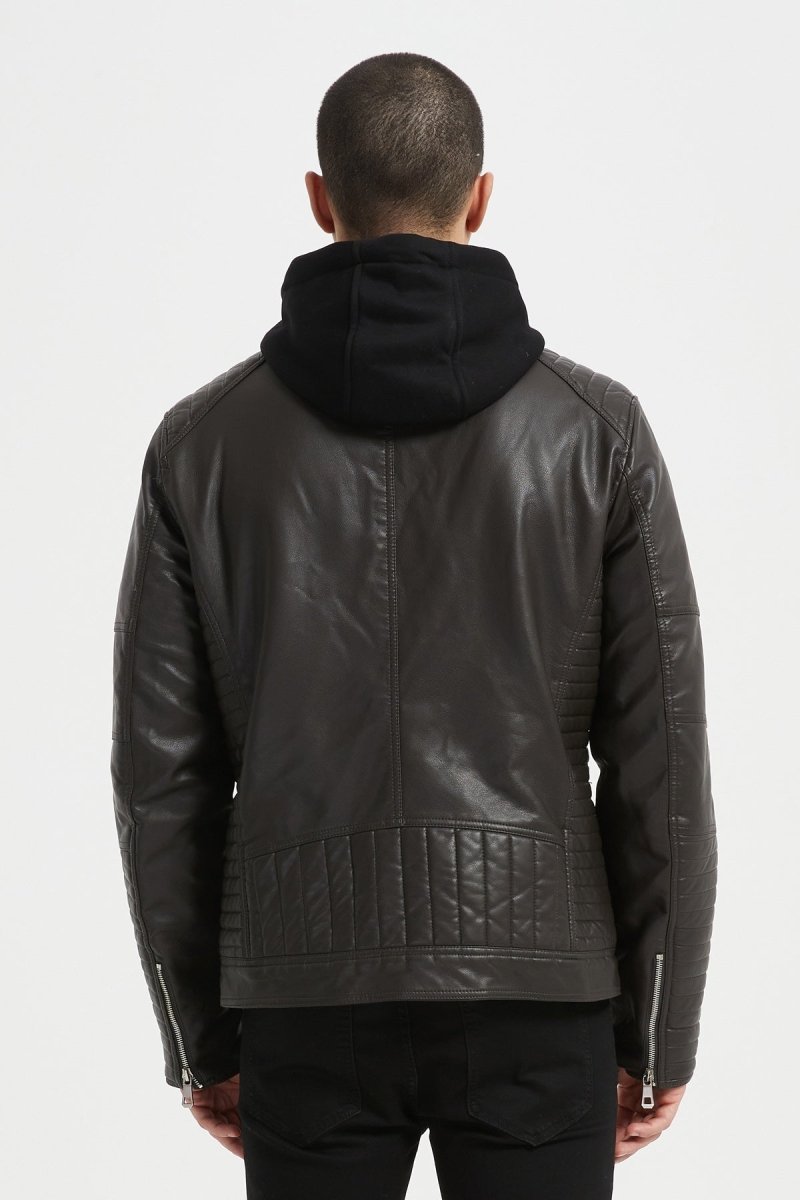 Veste Homme en Similicuir Gris avec Doublure Fourrure JÉRÉMIE