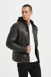 Veste Homme en Similicuir Gris avec Doublure Fourrure JÉRÉMIE