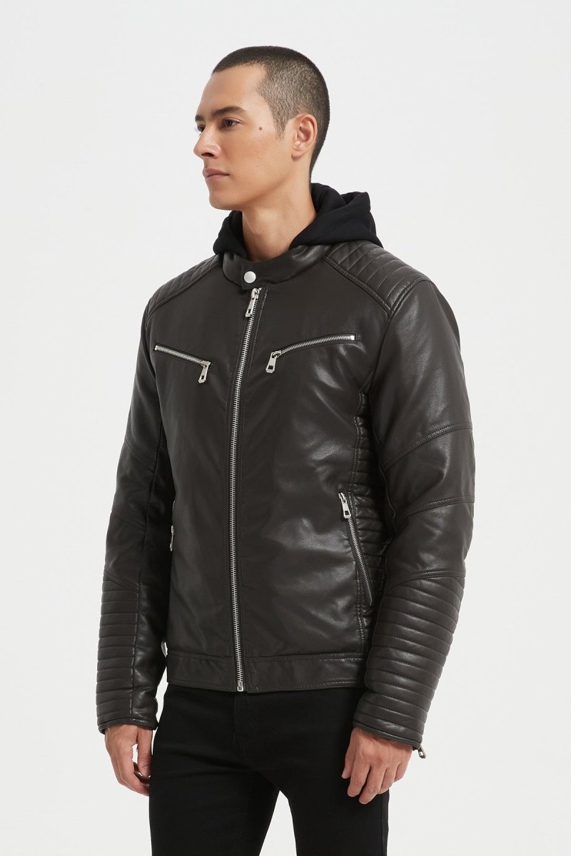 Veste Homme en Similicuir Gris avec Doublure Fourrure JÉRÉMIE