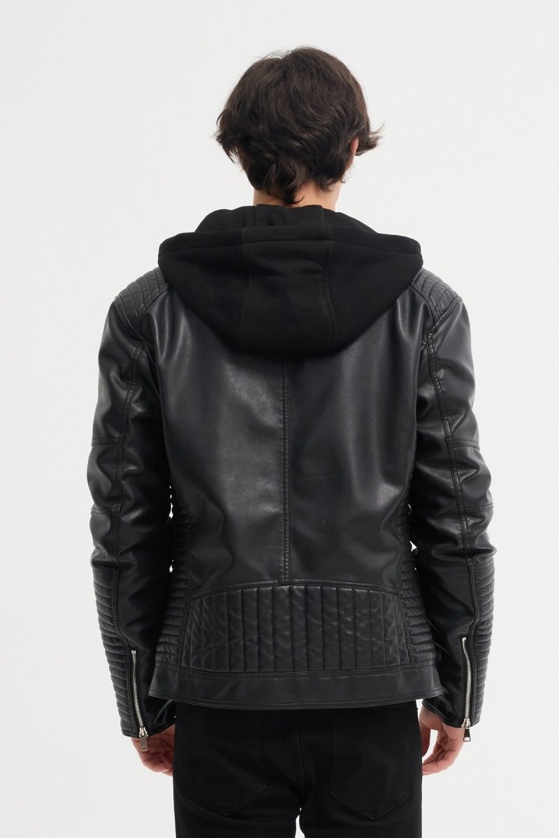 Veste Homme en Similicuir noir avec Doublure Fourrure JÉRÉMIE