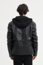 Veste Homme en Similicuir noir avec Doublure Fourrure JÉRÉMIE